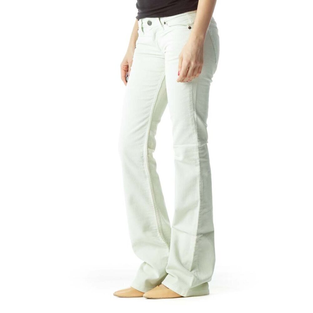 Grass LA Green Corduroy Zippered Denim Jeans - Picture 2 of 3